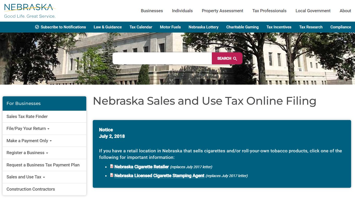 Nebraska Sales and Use Tax Online Filing